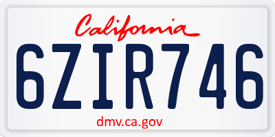 CA license plate 6ZIR746