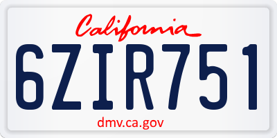 CA license plate 6ZIR751