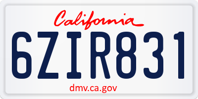 CA license plate 6ZIR831