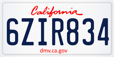 CA license plate 6ZIR834