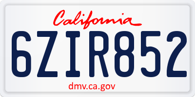 CA license plate 6ZIR852