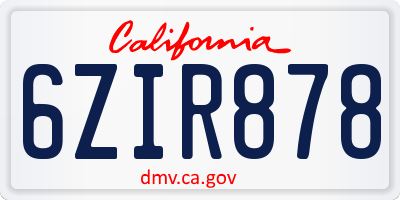 CA license plate 6ZIR878