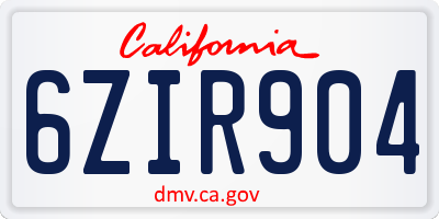 CA license plate 6ZIR904