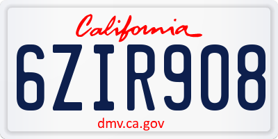 CA license plate 6ZIR908