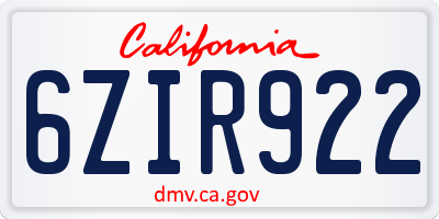 CA license plate 6ZIR922