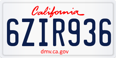 CA license plate 6ZIR936