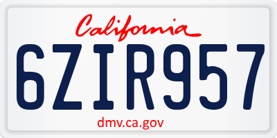 CA license plate 6ZIR957