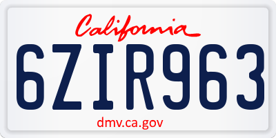 CA license plate 6ZIR963