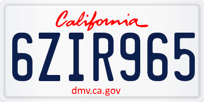 CA license plate 6ZIR965