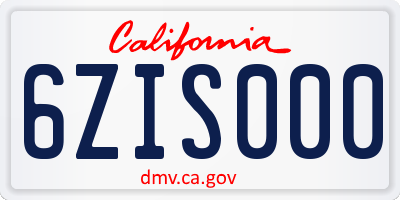 CA license plate 6ZIS000