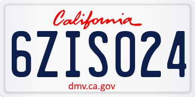 CA license plate 6ZIS024