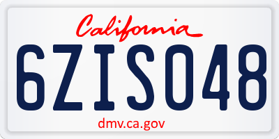 CA license plate 6ZIS048