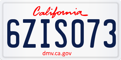 CA license plate 6ZIS073