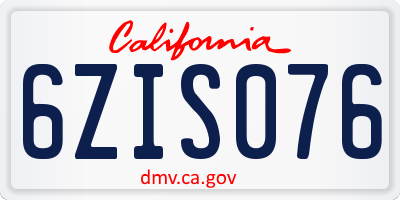CA license plate 6ZIS076