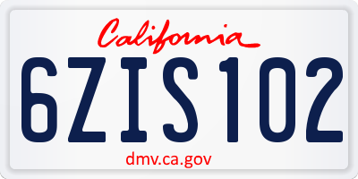 CA license plate 6ZIS102