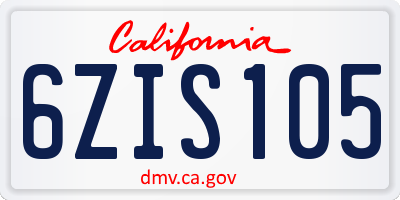 CA license plate 6ZIS105