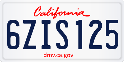 CA license plate 6ZIS125