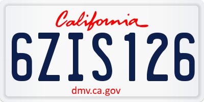 CA license plate 6ZIS126