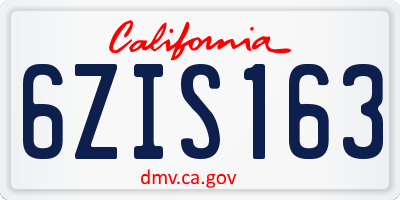 CA license plate 6ZIS163