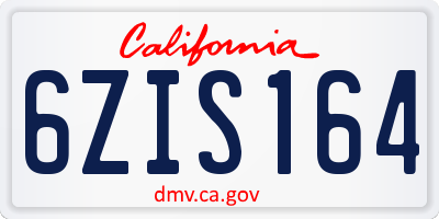 CA license plate 6ZIS164