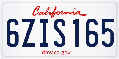 CA license plate 6ZIS165