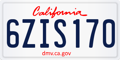 CA license plate 6ZIS170