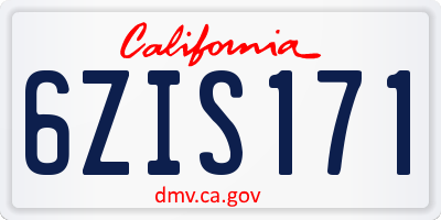 CA license plate 6ZIS171