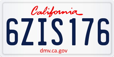 CA license plate 6ZIS176