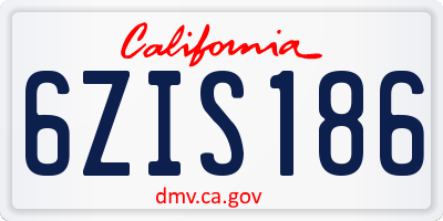 CA license plate 6ZIS186