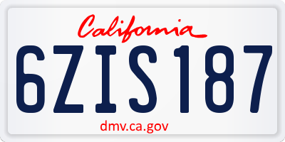 CA license plate 6ZIS187