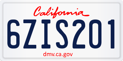 CA license plate 6ZIS201