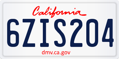 CA license plate 6ZIS204