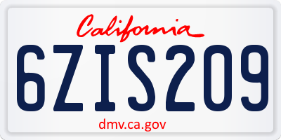 CA license plate 6ZIS209