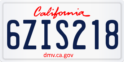 CA license plate 6ZIS218