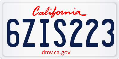CA license plate 6ZIS223