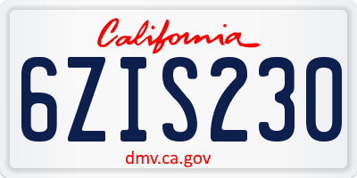 CA license plate 6ZIS230