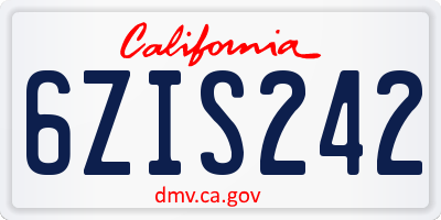 CA license plate 6ZIS242