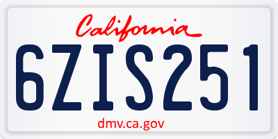 CA license plate 6ZIS251