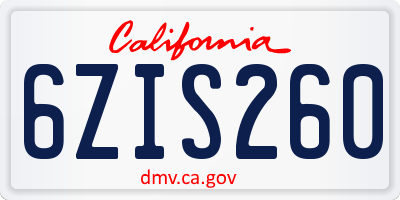 CA license plate 6ZIS260