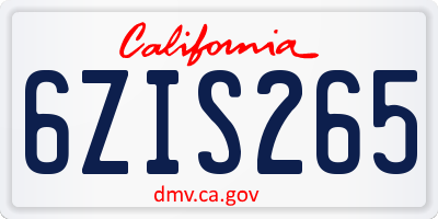 CA license plate 6ZIS265