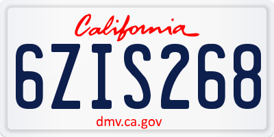 CA license plate 6ZIS268