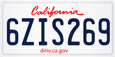 CA license plate 6ZIS269