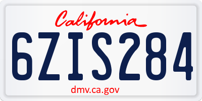 CA license plate 6ZIS284