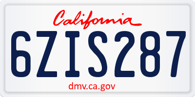 CA license plate 6ZIS287