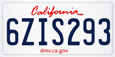 CA license plate 6ZIS293