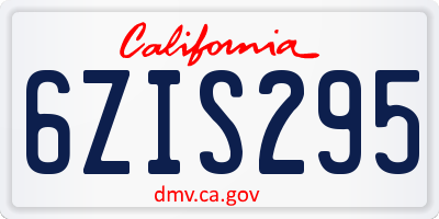 CA license plate 6ZIS295