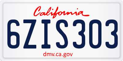 CA license plate 6ZIS303
