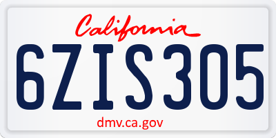 CA license plate 6ZIS305