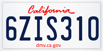 CA license plate 6ZIS310