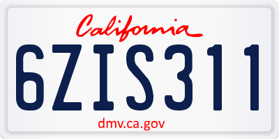 CA license plate 6ZIS311